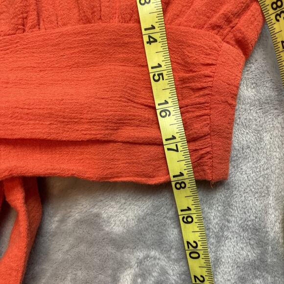 Jens Pirate Booty x Free People Crop Top Womens S Orange Gauzy Keyhole Plunge - Picture 7 of 7